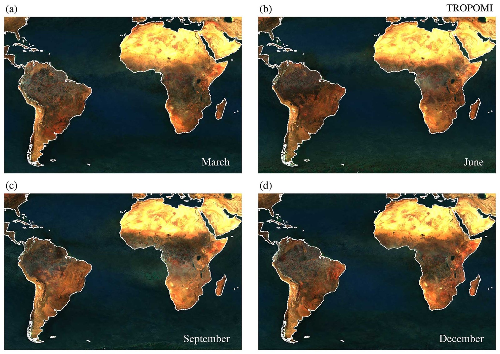 Seasonal maps from the TROPOMI directional surface-reflectance climatology