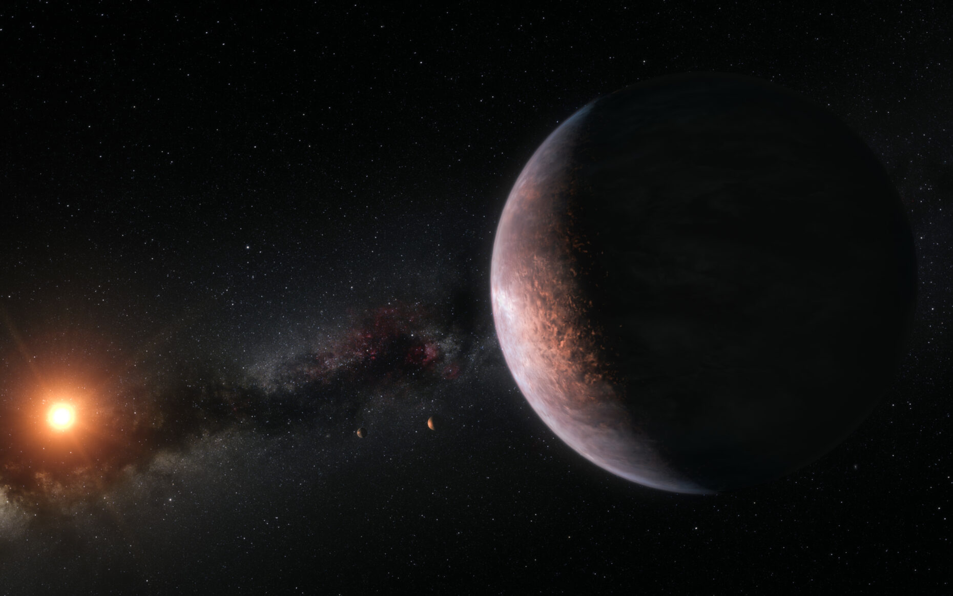 Artist's impression of the TRAPPIST-1 planetary system